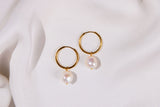 Gold Hoops with Freshwater Pearls