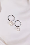 Silver Hoops with Freshwater Pearls