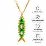 Green Enamel Fish Necklace