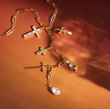 Gold Cross Y Necklace