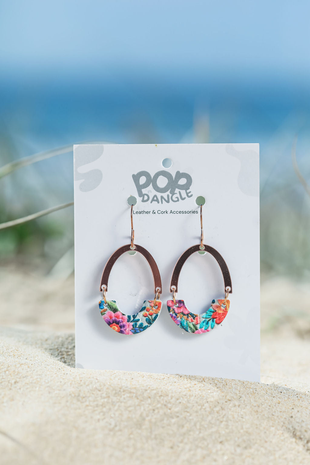 Acrylic Arches colorful arc shaped leather earring