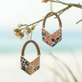 Leopard V Shape Timber Arch Drop Earrings