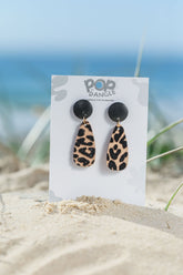 Black Leopard Luxe Drops Leather Earrings