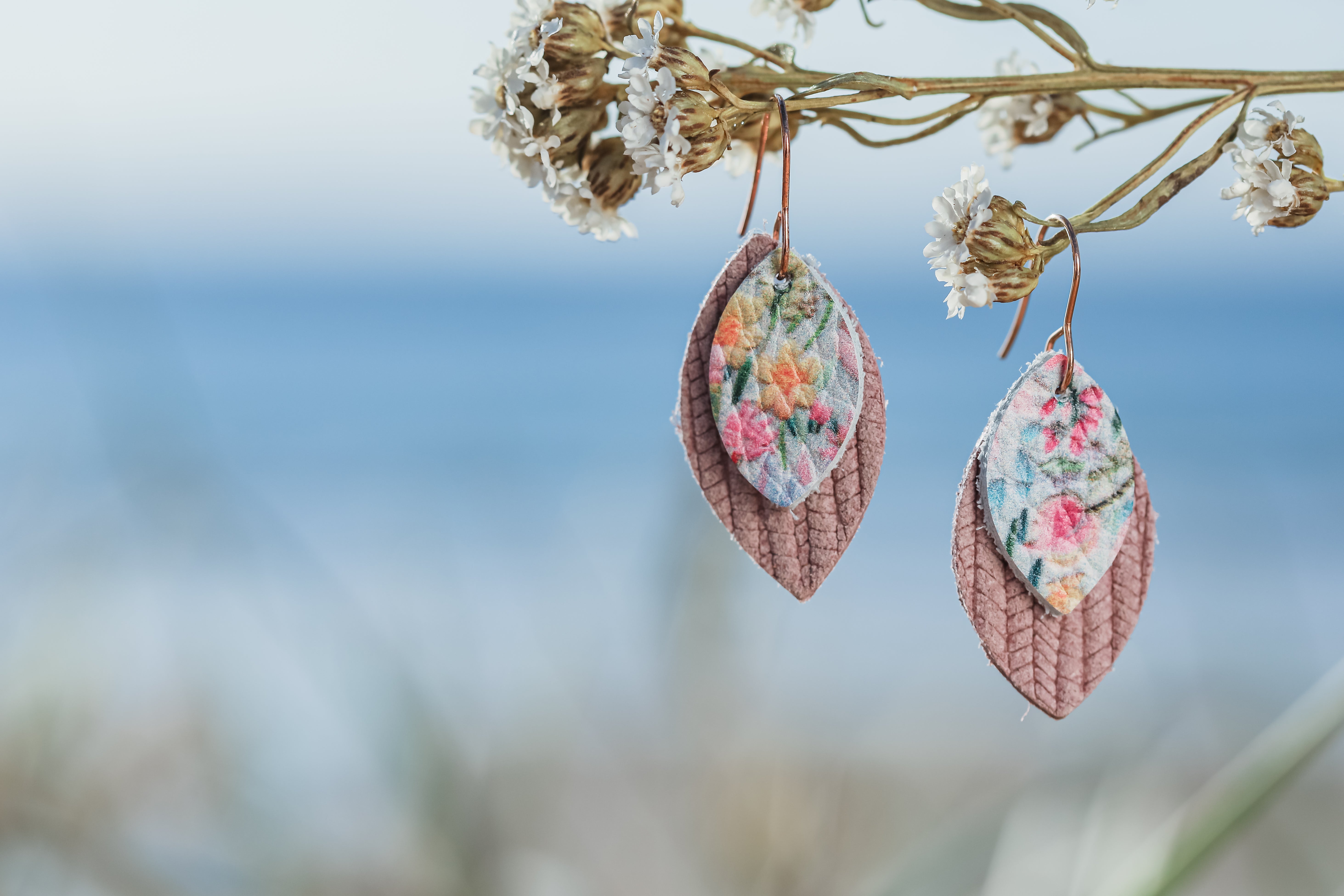 Dusty Pink Floral Drop Earrings
