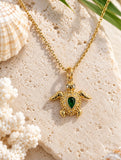 Emerald Green Turtle Necklace
