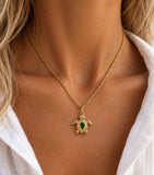 Emerald Green Turtle Necklace