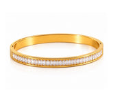 Gold Baguette Crystal Bangle