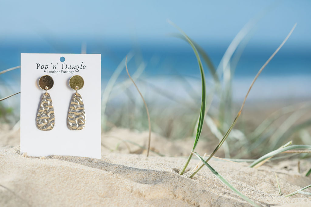 Gold Hammered Luxe Drops Earrings