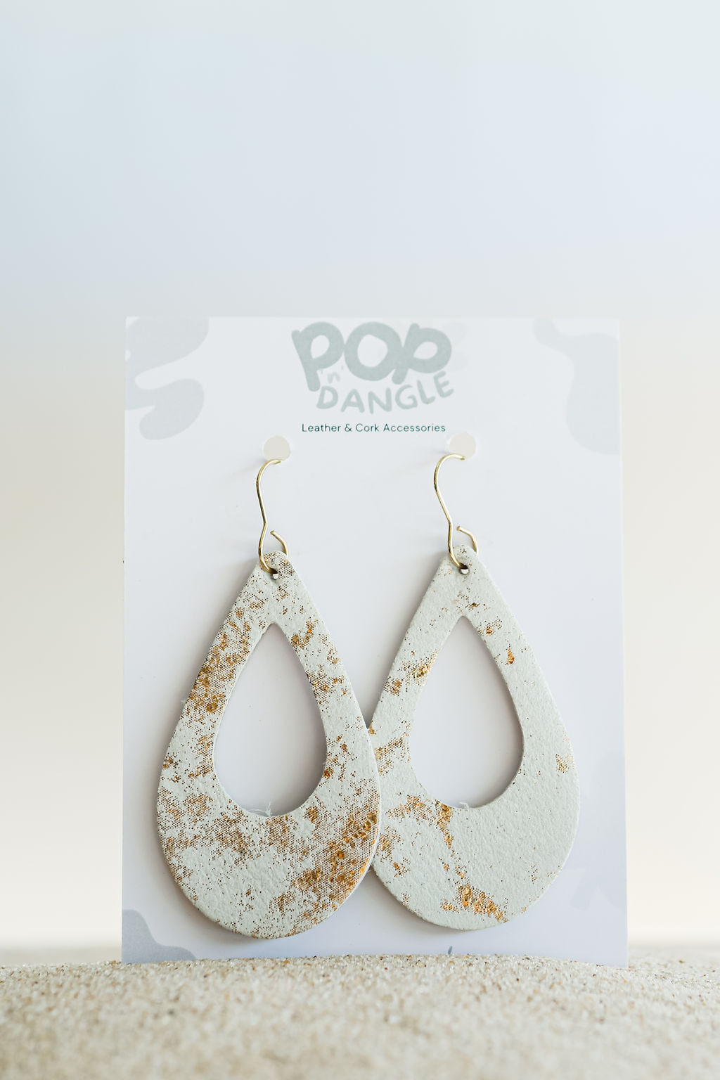 Gold Marble Teardrop Hoop Earrings