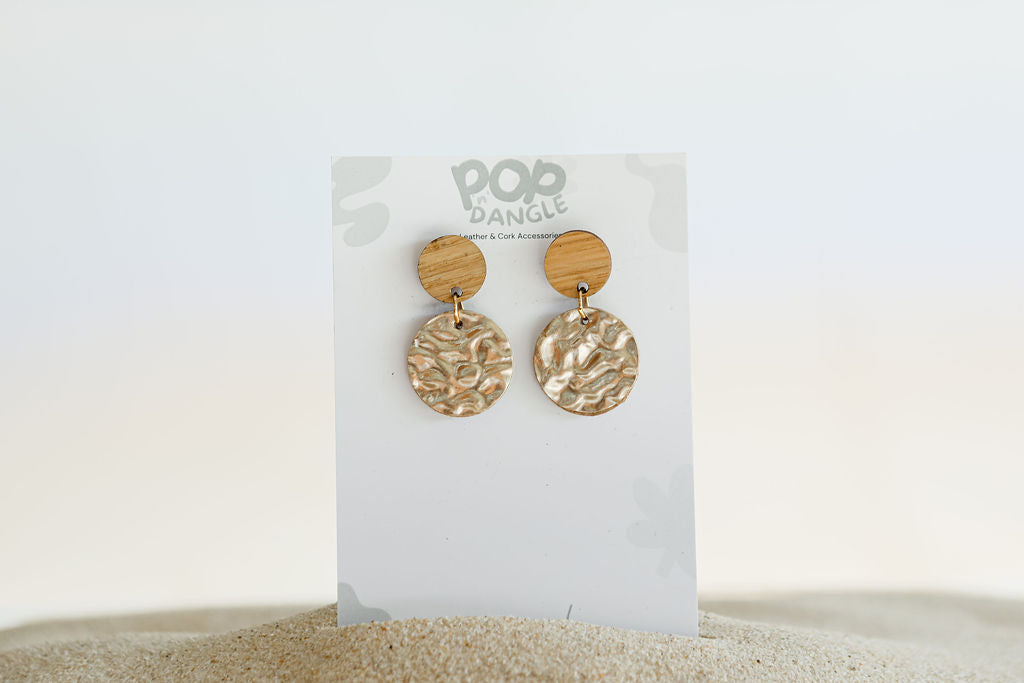 Hammered Gold Orbit Drop Earrings 20m