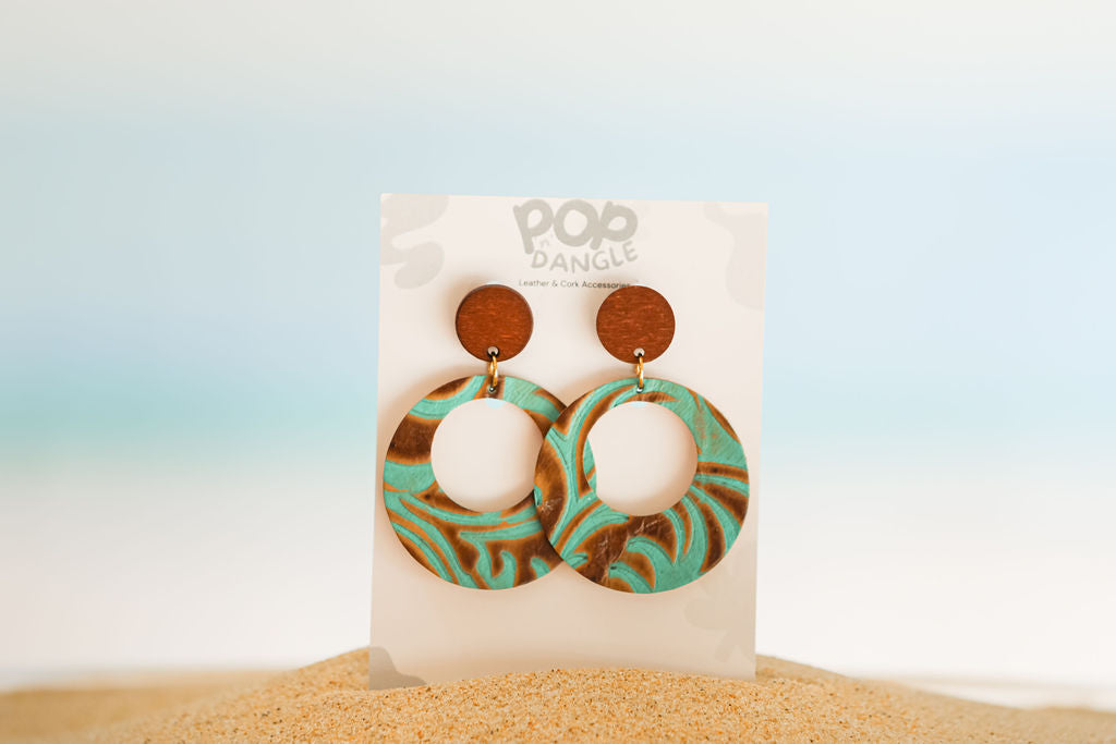 Jade Embossed Hoops Drop Earrings