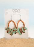 jade embossed flower timber arch drop earrings