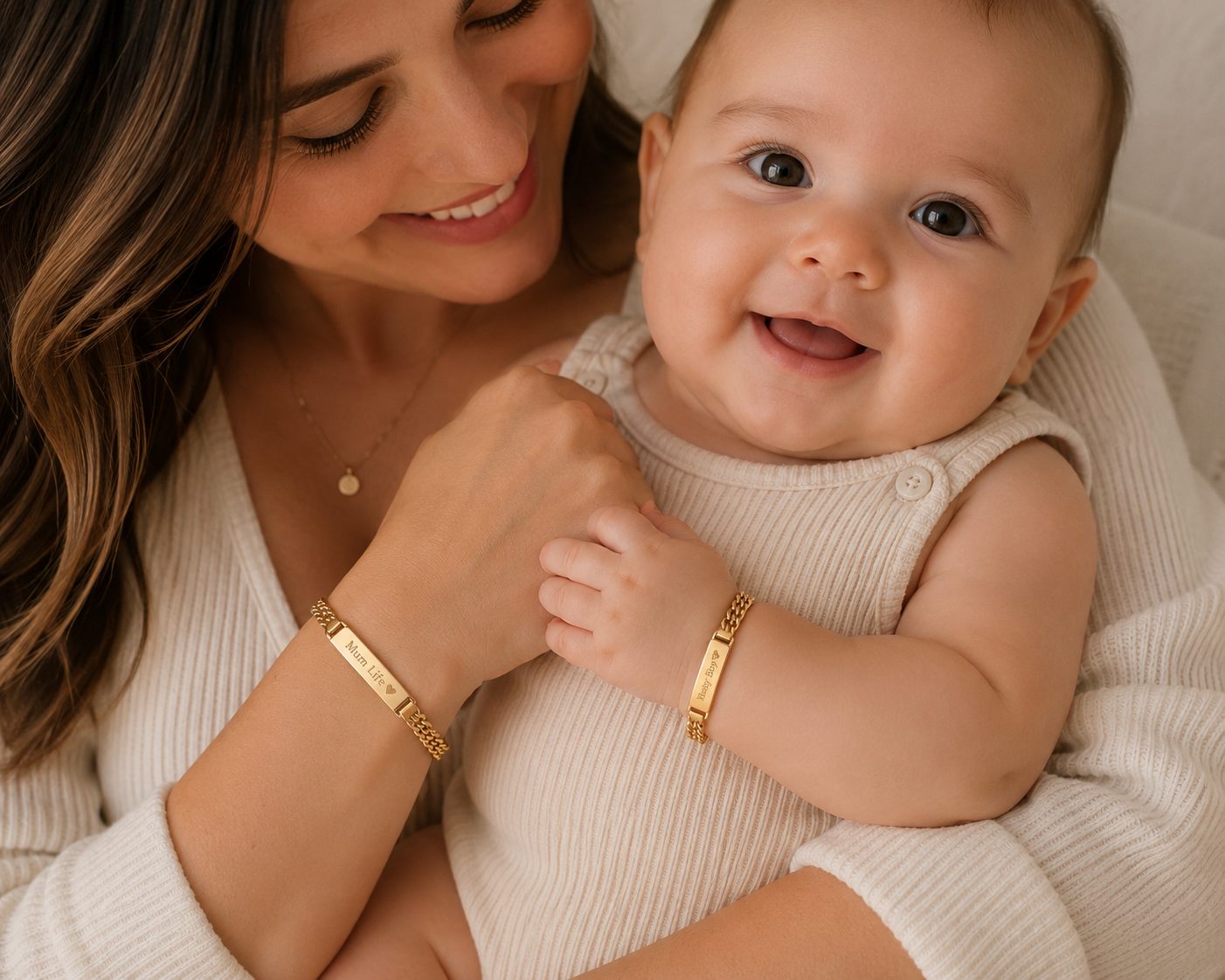Mum N bab personalized gold n silver bracelets