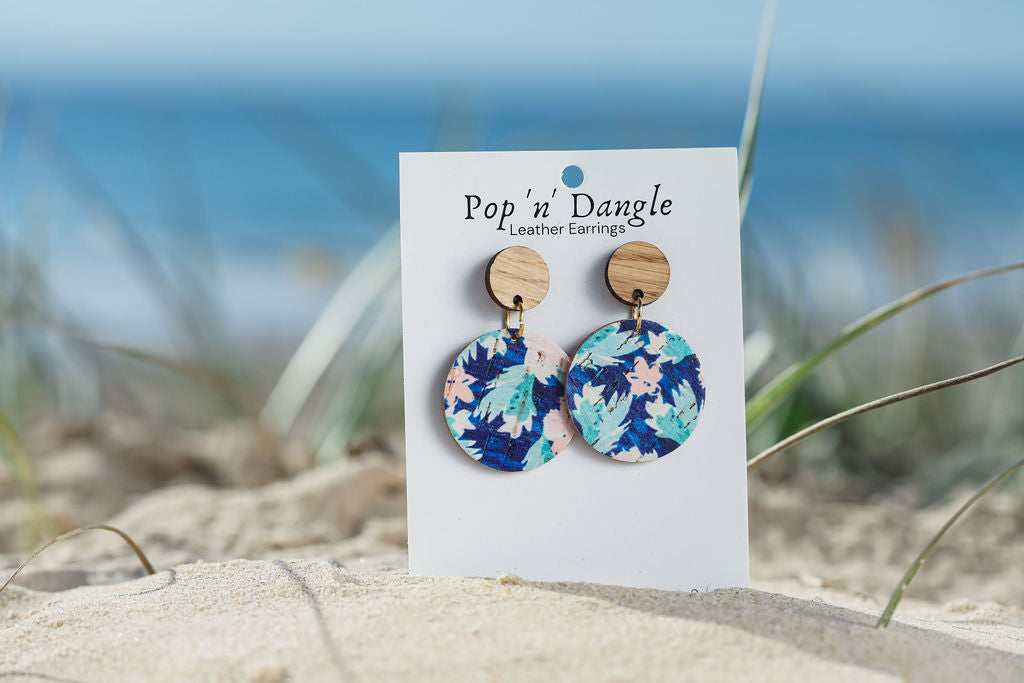 Navy Summer Orbit Drop Earrings