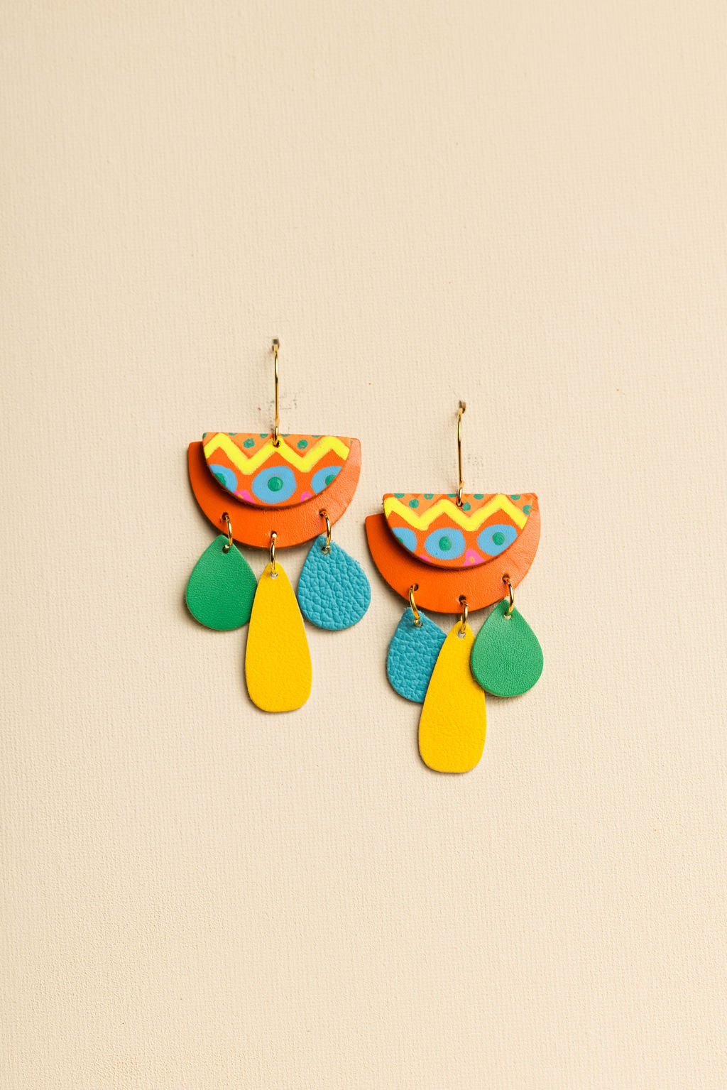 Orange_HalfMoon_Drops_Leather_Earrings