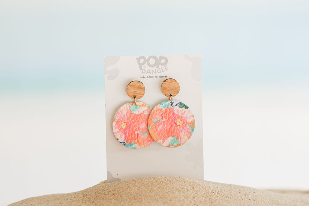 Orange WaterColour Drop Earrings 35m
