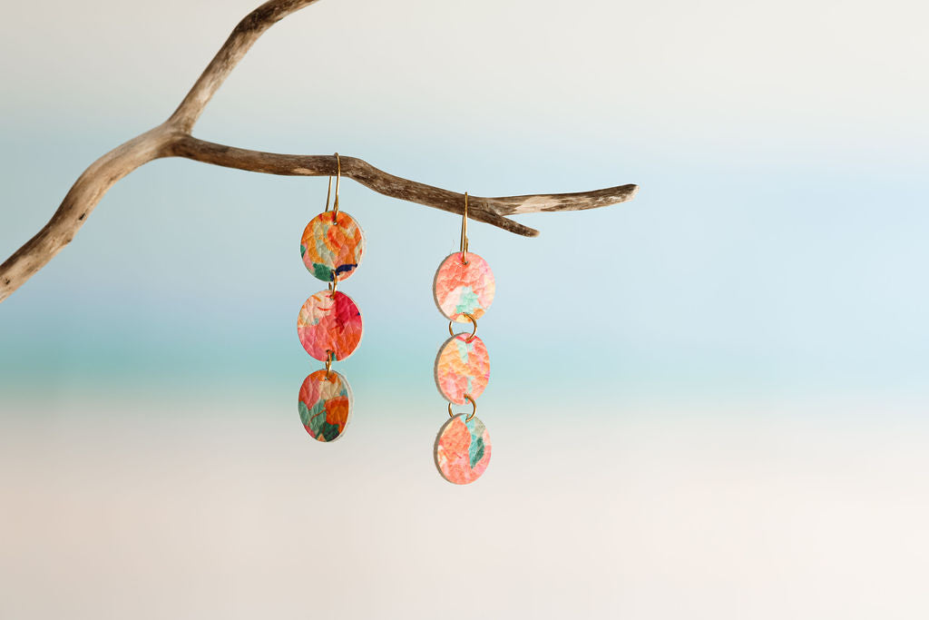 Orange watercolour Infinity Drops Earrings