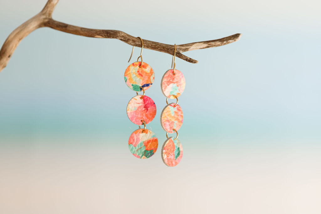 Orange watercolour Infinity Drop Earrings 1