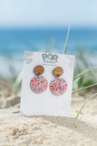 Pink Glitter Orbit Drops Leather Earrings