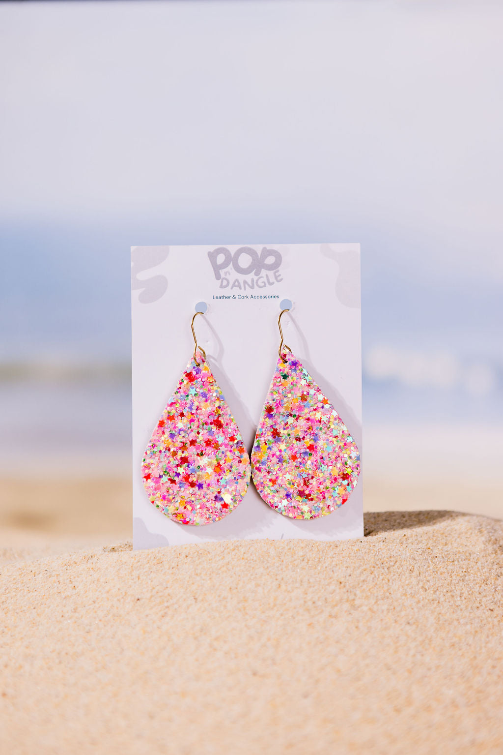 Pink Sparkle Tear Drop Earrings