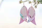 Pink Watercolour Triple Leaf Drop Earrings