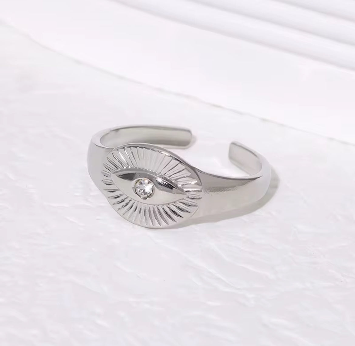 silver sunray open ring