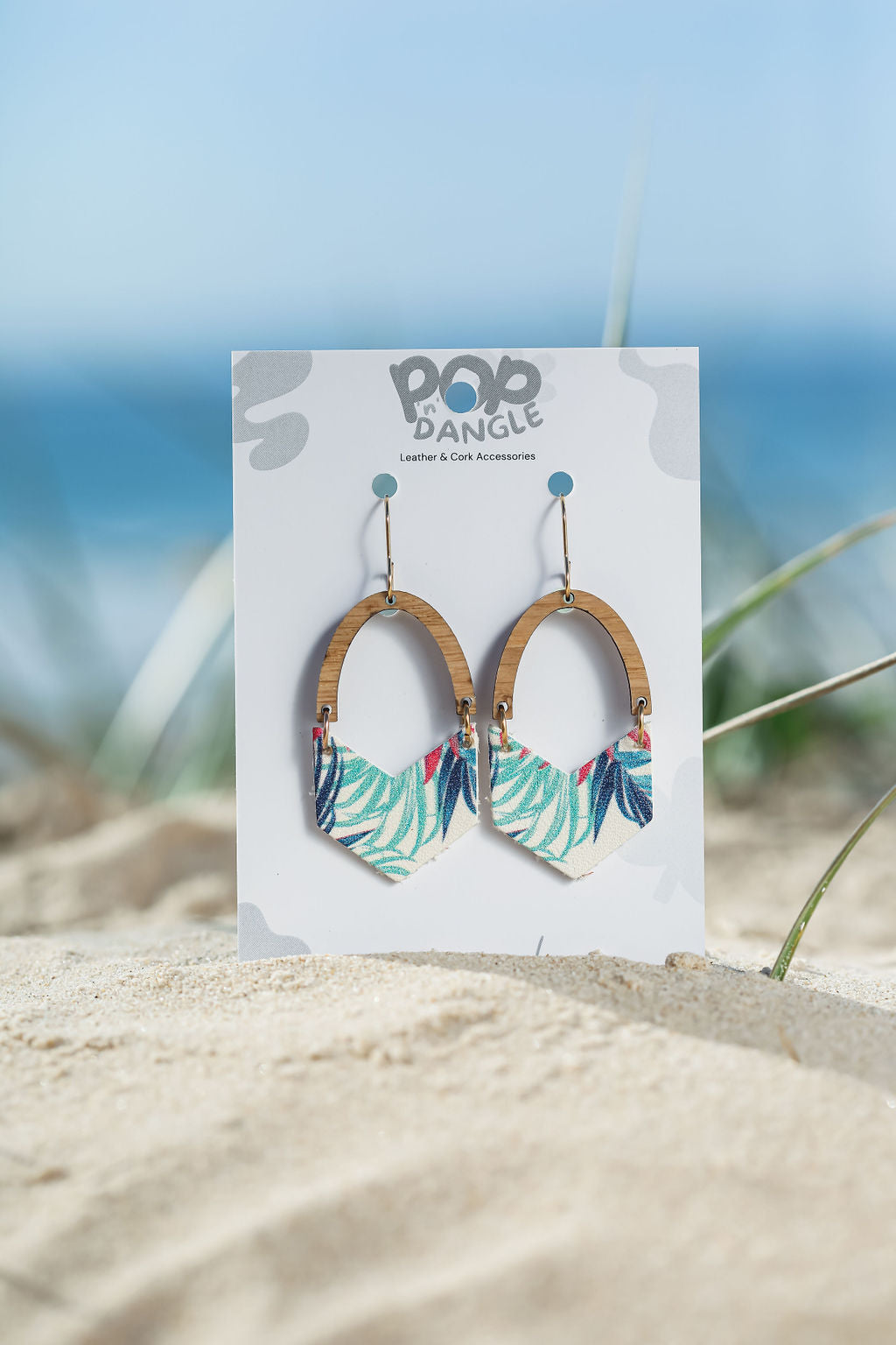 Timber Arch Palm V Shape Drop Earrings