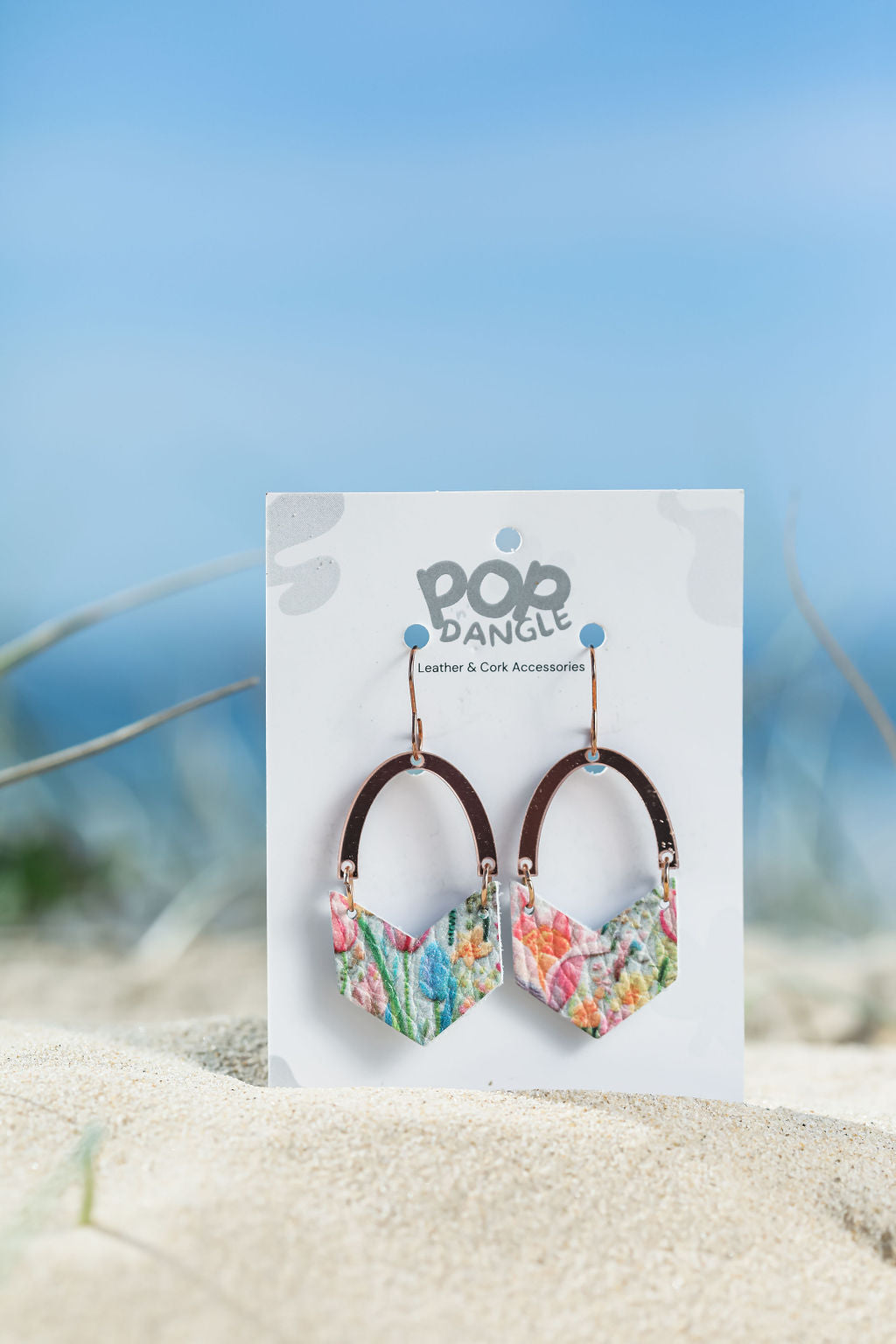 Watercolour Arch V shaped drop earrings