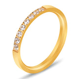 Gold ring with small diamonds on a white background