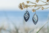 Navy and floral lether earrings