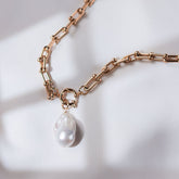 Chunky Baroque Pearl Necklace in Gold or Silver – Stainless Steel, Waterproof
