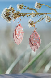 Pink Suede with pink Shimmer leather earrings
