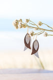 Silver and Bronze Triple Leaf Drop Earrings