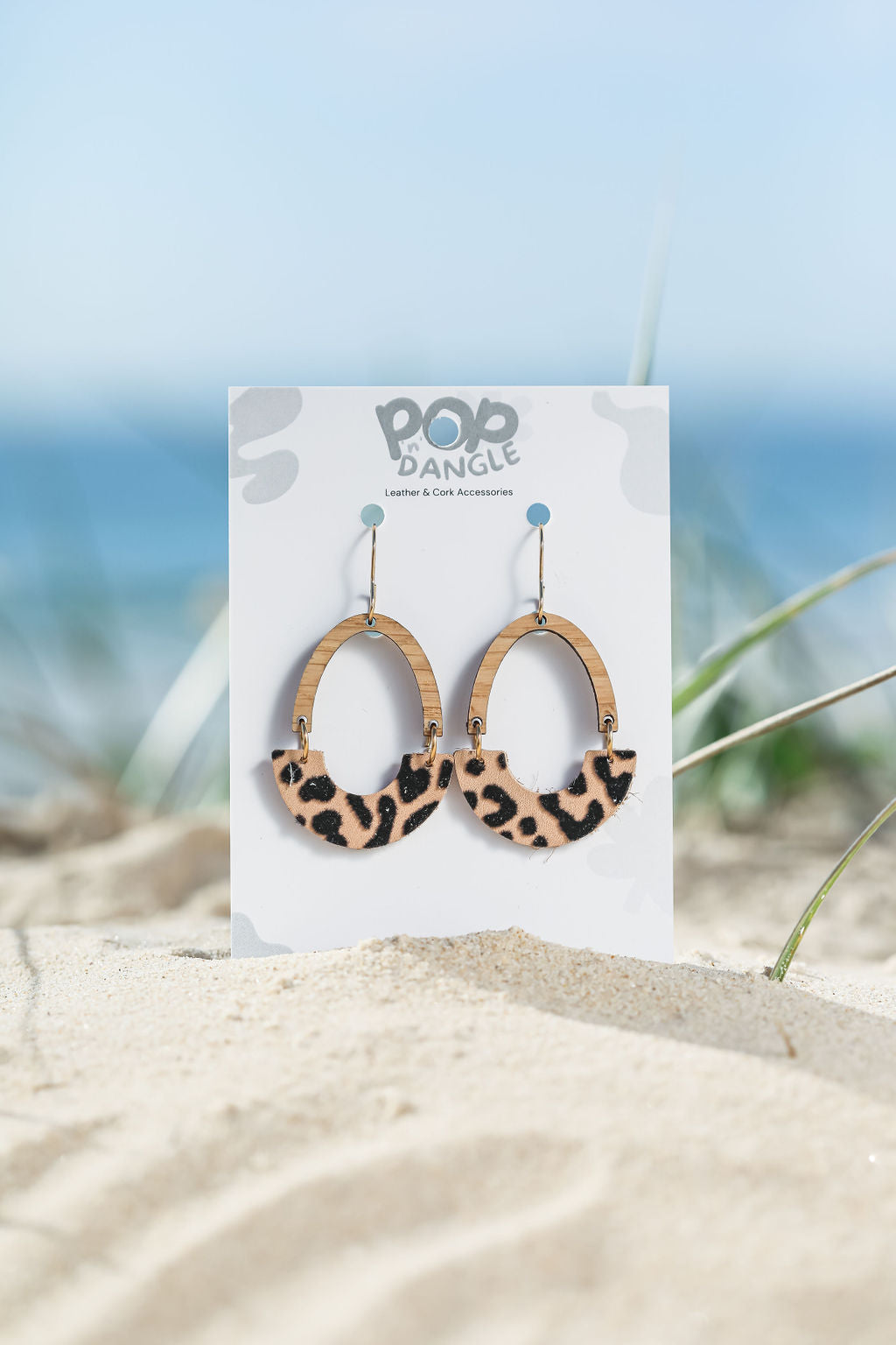 Arch Black Leopard ARC Shape Drop Earrings
