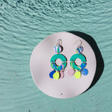 Aqua unity dangle statement earrings