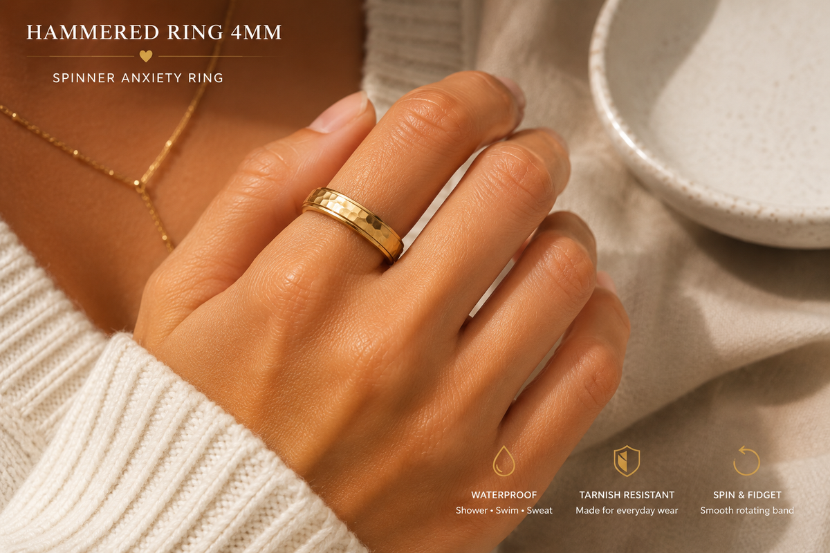 Hammered Spinner Anxiety Ring | Gold & Silver