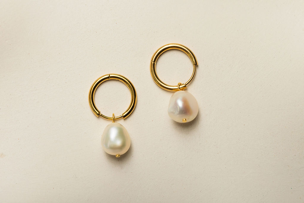 12 m Gold Hoop Freshwater pearl