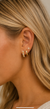 Golden Sparkle Trio – 3 Piece Earring Set in
