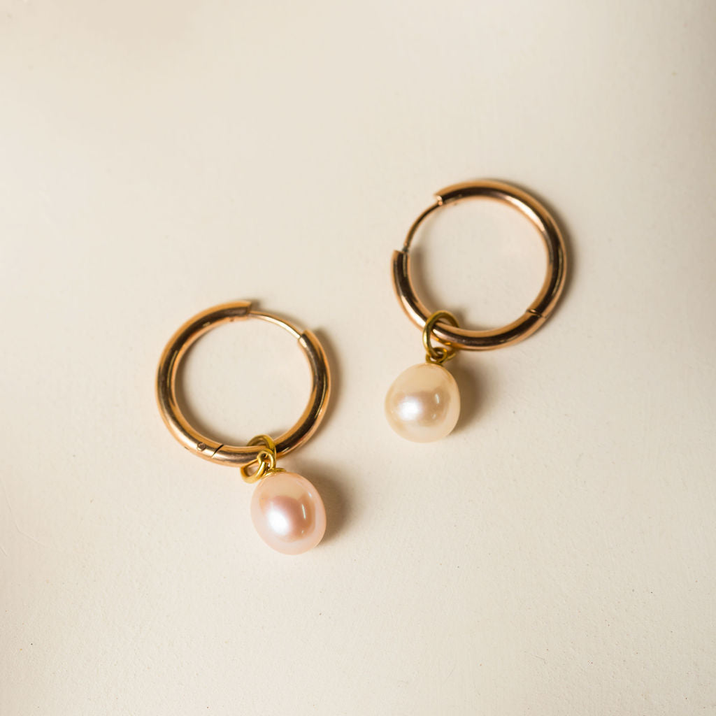 20m Gold- hoop _medium size pink pearl