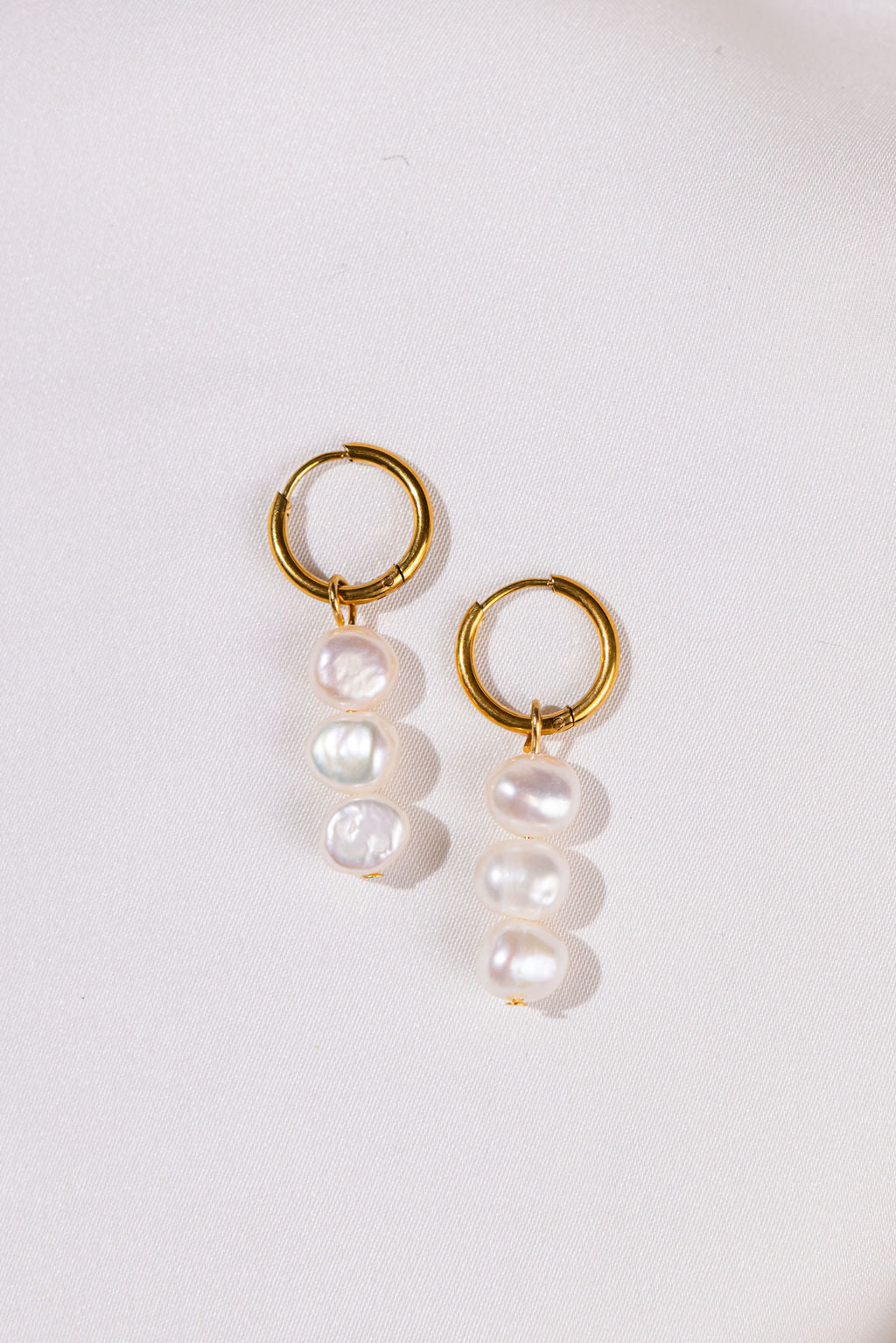 Gold Hoops with Freshwater Pearls