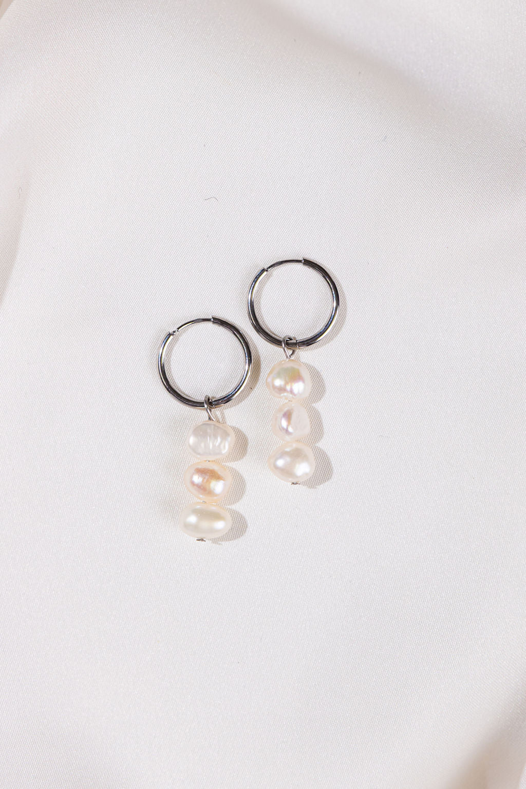 Silver Hoops with Freshwater Pearls
