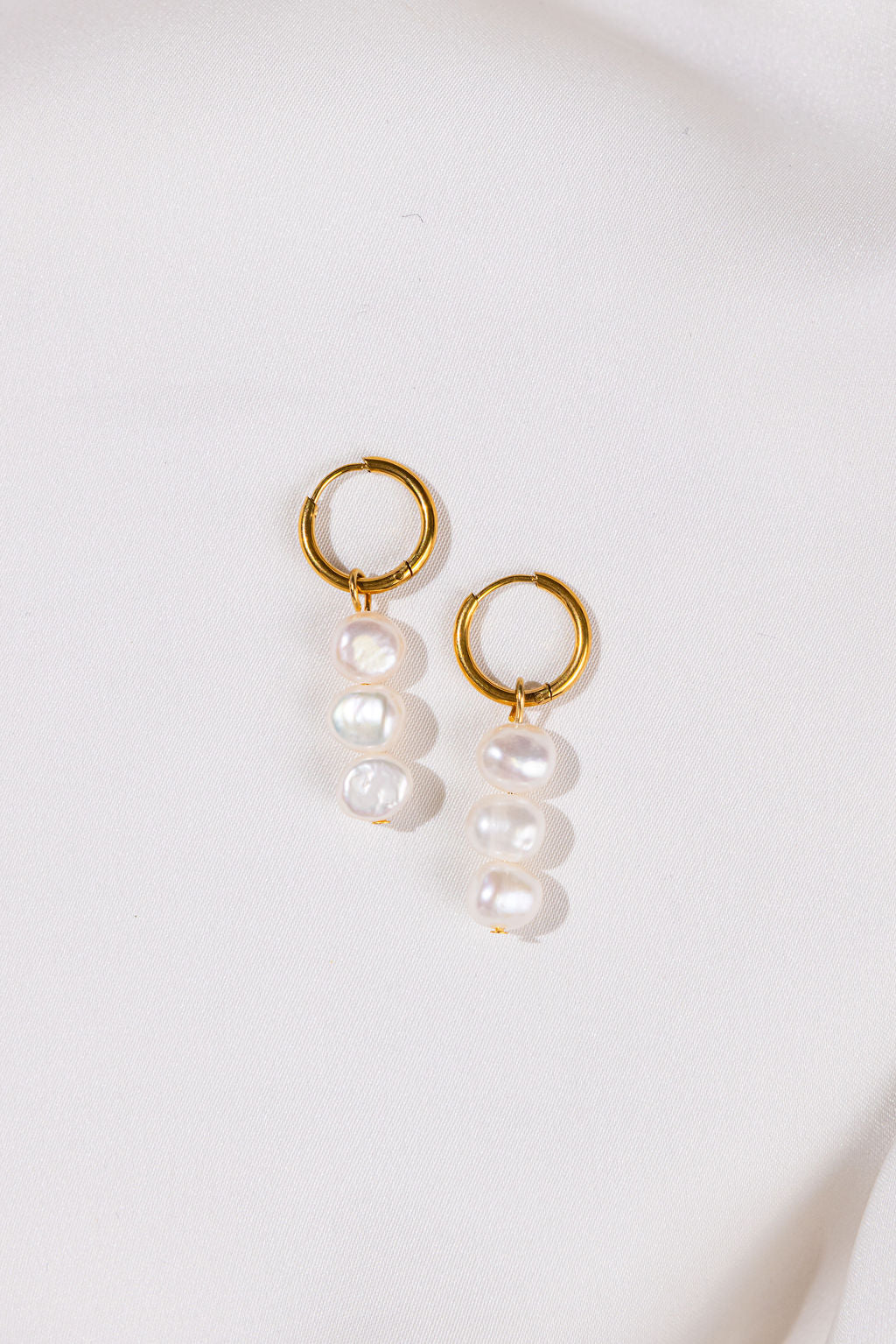 Gold Hoops with Freshwater Pearls