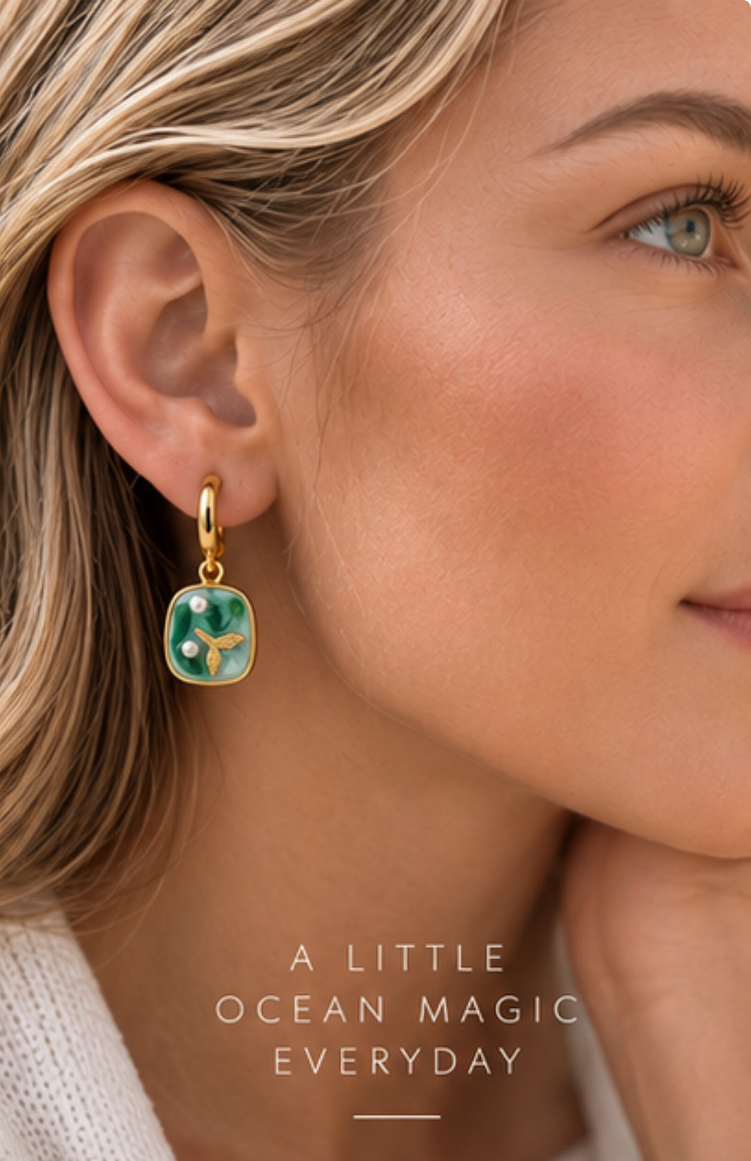 Whale Tail Ocean Drop Earrings