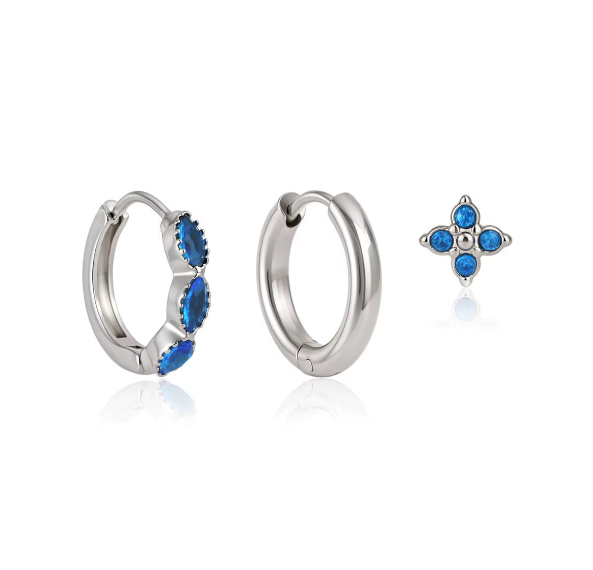 Ocean Blue Trio – 3 Piece Earring Set – Gold (Copy)