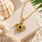 Emerald Green Turtle Necklace