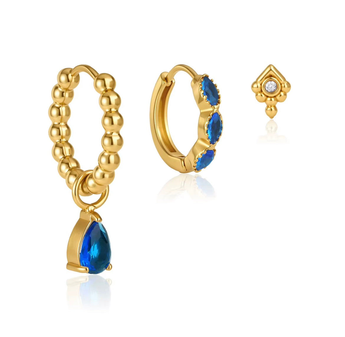 Ocean Blue Ear Stack – Set of 6 Earrings
