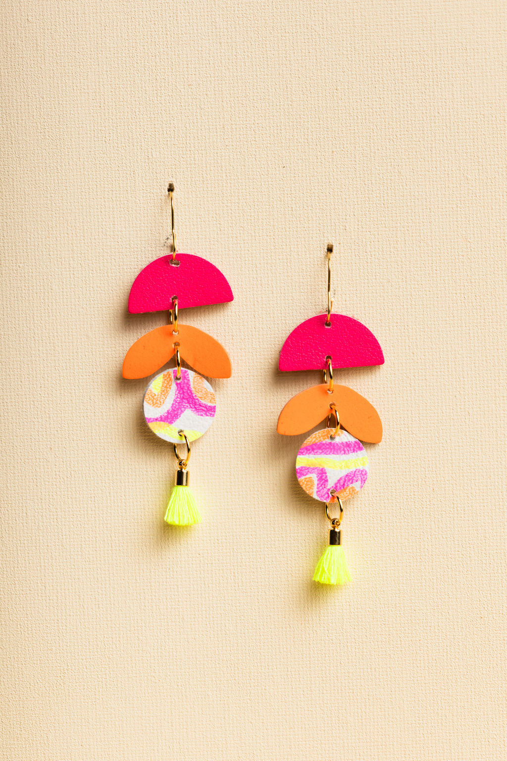 Pink Art Drops Statement Earrings 