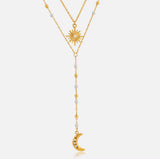 Celestial Pearl & Moon Y Necklace