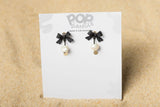 Black Bow Pearl Drop Earrngs 