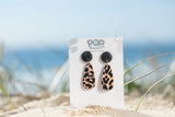 Black Leopard  Luxe Drops Leather Earrings 